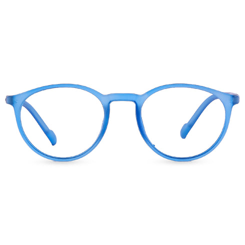 Vogily Eyewear - Zero Power Blue Cut Computer Glasses | Anti Glare, Lightweight & Blocks Harmful Rays | UV Protection Specs | Men & Women | Medium | Round, Blue - TR 0146