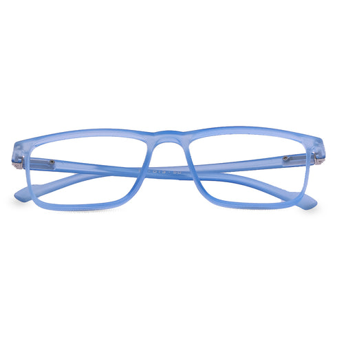 Vogily Eyewear - Zero Power Blue Cut Computer Glasses | Anti Glare, Lightweight & Blocks Harmful Rays | UV Protection Specs | Men & Women | Medium | Rectangular, Light Blue - TR 1350