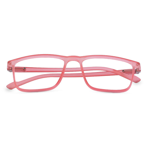 Vogily Eyewear - Zero Power Blue Cut Computer Glasses | Anti Glare, Lightweight & Blocks Harmful Rays | UV Protection Specs | Men & Women | Medium | Rectangular, Pink - TR 1350