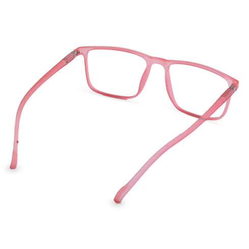 Vogily Eyewear - Zero Power Blue Cut Computer Glasses | Anti Glare, Lightweight & Blocks Harmful Rays | UV Protection Specs | Men & Women | Medium | Rectangular, Pink - TR 1350