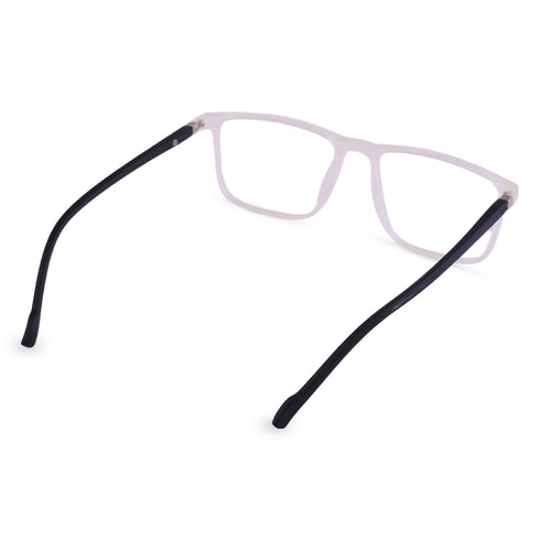 Vogily Eyewear - Zero Power Blue Cut Computer Glasses | Anti Glare, Lightweight & Blocks Harmful Rays | UV Protection Specs | Men & Women | Medium | Rectangular, White & Black - TR 1350