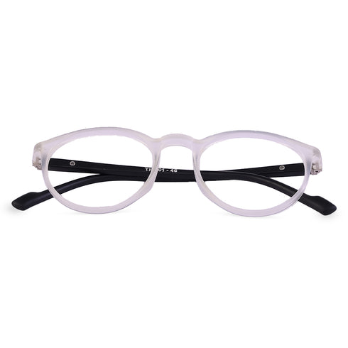 Vogily Eyewear - Zero Power Blue Cut Computer Glasses | Anti Glare, Lightweight & Blocks Harmful Rays | UV Protection Specs | Men & Women | Medium | Round, Black & White - TR 0146