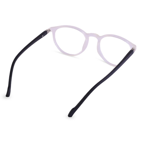 Vogily Eyewear - Zero Power Blue Cut Computer Glasses | Anti Glare, Lightweight & Blocks Harmful Rays | UV Protection Specs | Men & Women | Medium | Round, Black & White - TR 0146