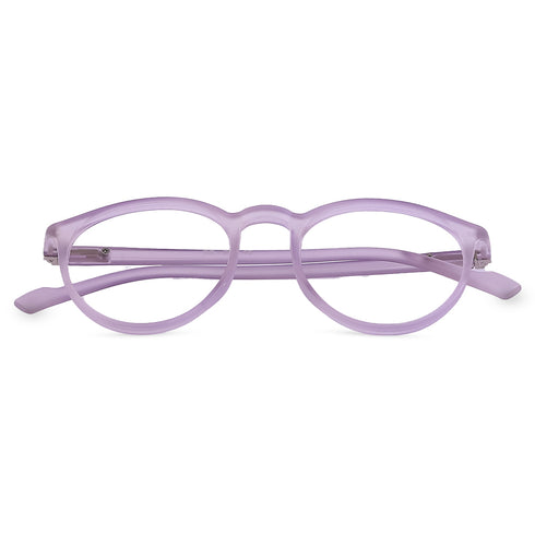 Vogily Eyewear - Zero Power Blue Cut Computer Glasses | Anti Glare, Lightweight & Blocks Harmful Rays | UV Protection Specs | Men & Women | Medium | Round, Wisteria Purple - TR 0146