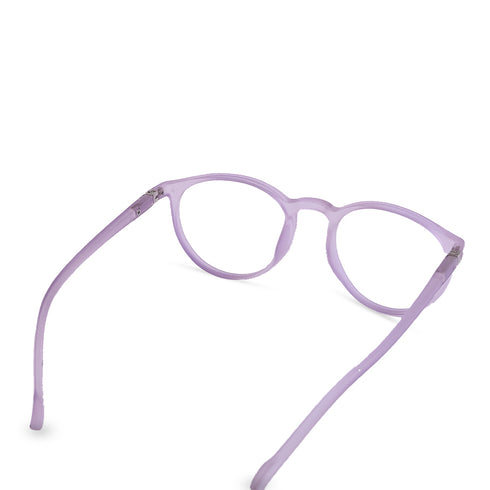 Vogily Eyewear - Zero Power Blue Cut Computer Glasses | Anti Glare, Lightweight & Blocks Harmful Rays | UV Protection Specs | Men & Women | Medium | Round, Wisteria Purple - TR 0146