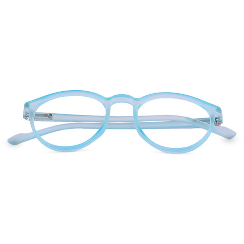 Vogily Eyewear - Zero Power Blue Cut Computer Glasses | Anti Glare, Lightweight & Blocks Harmful Rays | UV Protection Specs | Men & Women | Medium | Round, Bluish Cyan - TR 0146