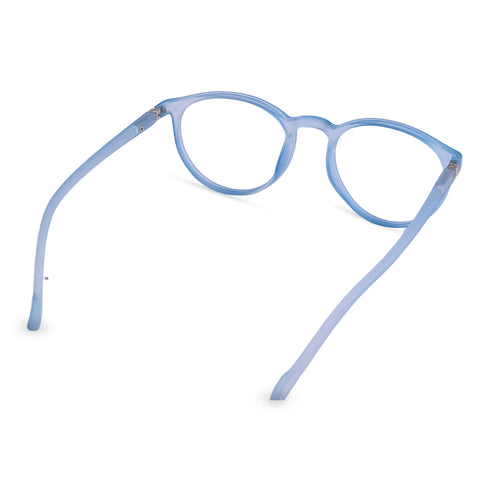 Vogily Eyewear - Zero Power Blue Cut Computer Glasses | Anti Glare, Lightweight & Blocks Harmful Rays | UV Protection Specs | Men & Women | Medium | Round, Havelock Blue - TR 0146