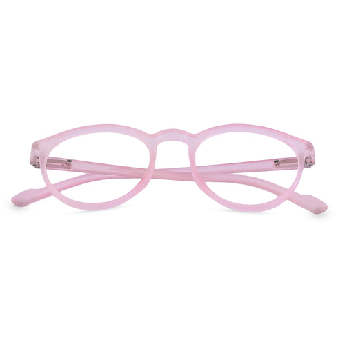 Vogily Eyewear - Zero Power Blue Cut Computer Glasses | Anti Glare, Lightweight & Blocks Harmful Rays | UV Protection Specs | Men & Women | Medium | Round, Pink - TR 0146