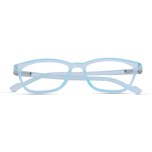 Vogily Eyewear - Zero Power Blue Cut Computer Glasses | Anti Glare, Lightweight & Blocks Harmful Rays | UV Protection Specs | Men & Women | Medium | Bluish Cyan - TR 0446