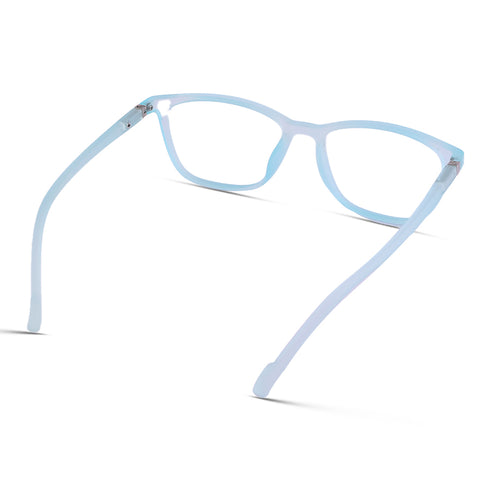Vogily Eyewear - Zero Power Blue Cut Computer Glasses | Anti Glare, Lightweight & Blocks Harmful Rays | UV Protection Specs | Men & Women | Medium | Bluish Cyan - TR 0446
