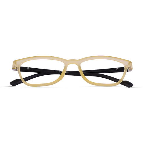 Vogily Eyewear - Zero Power Blue Cut Computer Glasses | Anti Glare, Lightweight & Blocks Harmful Rays | UV Protection Specs | Men & Women | Medium | Round, Yellow & Black - TR 0446