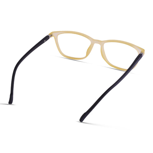 Vogily Eyewear - Zero Power Blue Cut Computer Glasses | Anti Glare, Lightweight & Blocks Harmful Rays | UV Protection Specs | Men & Women | Medium | Round, Yellow & Black - TR 0446