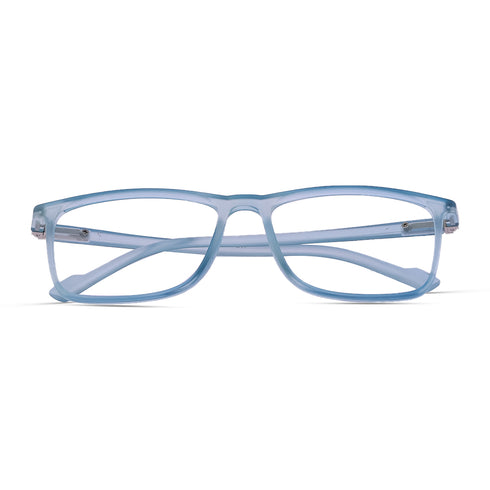 Vogily Eyewear - Zero Power Blue Cut Computer Glasses | Anti Glare, Lightweight & Blocks Harmful Rays | UV Protection Specs | Men & Women | Medium | Rectangular, Light Blue - TR 1650