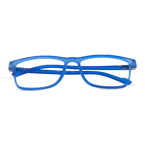 Vogily Eyewear - Zero Power Blue Cut Computer Glasses | Anti Glare, Lightweight & Blocks Harmful Rays | UV Protection Specs | Men & Women | Medium | Rectangular, Blue - TR 1650
