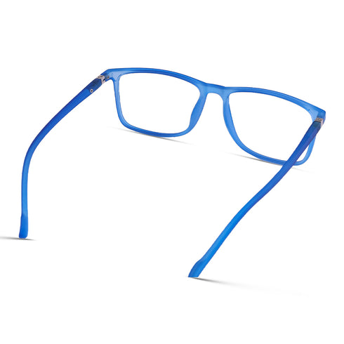 Vogily Eyewear - Zero Power Blue Cut Computer Glasses | Anti Glare, Lightweight & Blocks Harmful Rays | UV Protection Specs | Men & Women | Medium | Rectangular, Blue - TR 1650