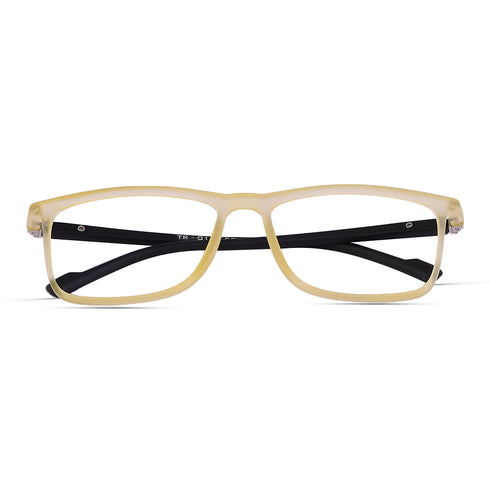 Vogily Eyewear - Zero Power Blue Cut Computer Glasses | Anti Glare, Lightweight & Blocks Harmful Rays | UV Protection Specs | Men & Women | Medium | Rectangular, Yellow & Black - TR 1350