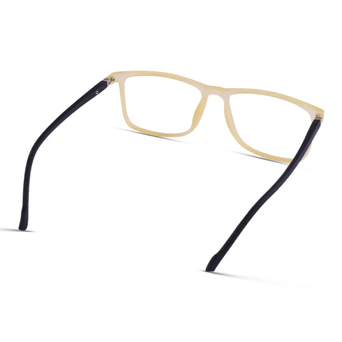 Vogily Eyewear - Zero Power Blue Cut Computer Glasses | Anti Glare, Lightweight & Blocks Harmful Rays | UV Protection Specs | Men & Women | Medium | Rectangular, Yellow & Black - TR 1350