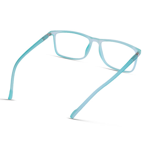 Vogily Eyewear - Zero Power Blue Cut Computer Glasses | Anti Glare, Lightweight & Blocks Harmful Rays | UV Protection Specs | Men & Women | Medium | Rectangular, Cyan - TR 1650