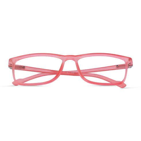 Vogily Eyewear - Zero Power Blue Cut Computer Glasses | Anti Glare, Lightweight & Blocks Harmful Rays | UV Protection Specs | Men & Women | Medium | Rectangular, Pink - TR 1650