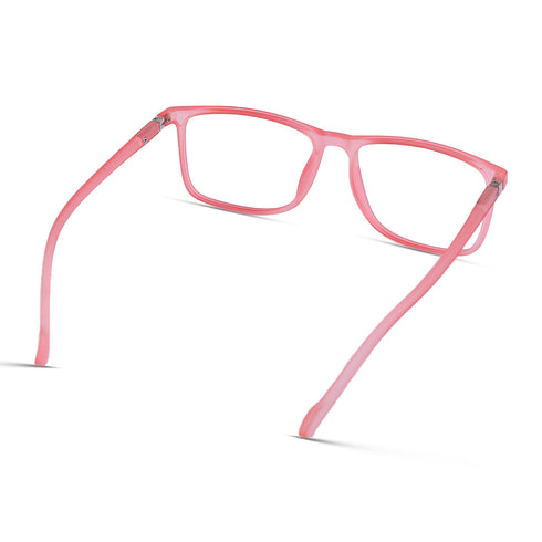 Vogily Eyewear - Zero Power Blue Cut Computer Glasses | Anti Glare, Lightweight & Blocks Harmful Rays | UV Protection Specs | Men & Women | Medium | Rectangular, Pink - TR 1650