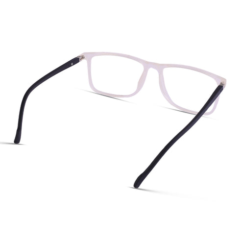 Vogily Eyewear - Zero Power Blue Cut Computer Glasses | Anti Glare, Lightweight & Blocks Harmful Rays | UV Protection Specs | Men & Women | Medium | Rectangular, White & Black - TR 1650