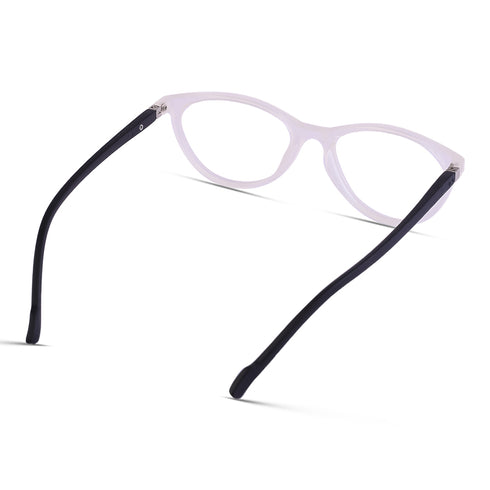 Vogily Eyewear - Zero Power Blue Cut Computer Glasses | Anti Glare, Lightweight & Blocks Harmful Rays | UV Protection Specs | Men & Women | Medium | Oval, White & Black - TR 0646