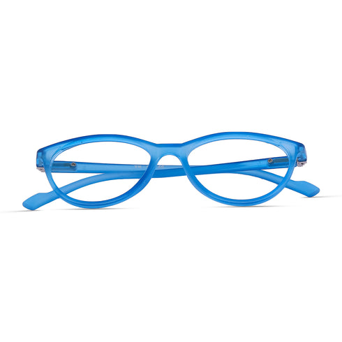 Vogily Eyewear - Zero Power Blue Cut Computer Glasses | Anti Glare, Lightweight & Blocks Harmful Rays | UV Protection Specs | Men & Women | Medium | Oval, Blue - TR 0646