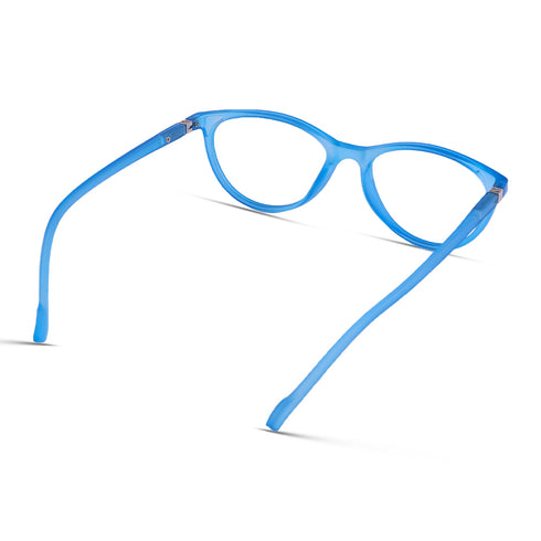 Vogily Eyewear - Zero Power Blue Cut Computer Glasses | Anti Glare, Lightweight & Blocks Harmful Rays | UV Protection Specs | Men & Women | Medium | Oval, Blue - TR 0646