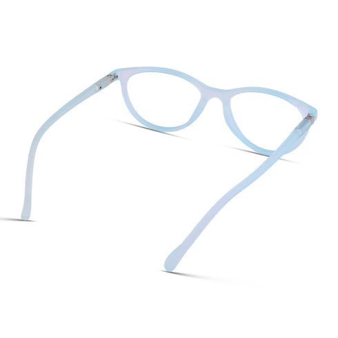Vogily Eyewear - Zero Power Blue Cut Computer Glasses | Anti Glare, Lightweight & Blocks Harmful Rays | UV Protection Specs | Men & Women | Medium | Oval, Bluish Cyan - TR 0646