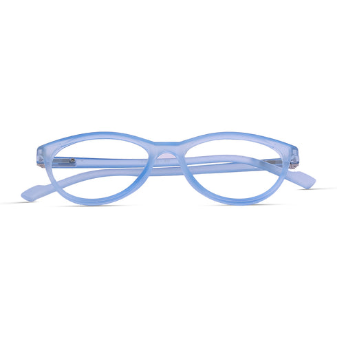 Vogily Eyewear - Zero Power Blue Cut Computer Glasses | Anti Glare, Lightweight & Blocks Harmful Rays | UV Protection Specs | Men & Women | Medium | Moonstone Blue - TR 0446