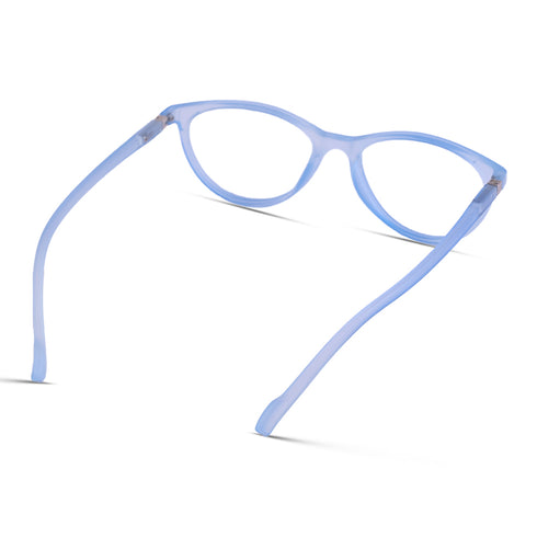Vogily Eyewear - Zero Power Blue Cut Computer Glasses | Anti Glare, Lightweight & Blocks Harmful Rays | UV Protection Specs | Men & Women | Medium | Moonstone Blue - TR 0446