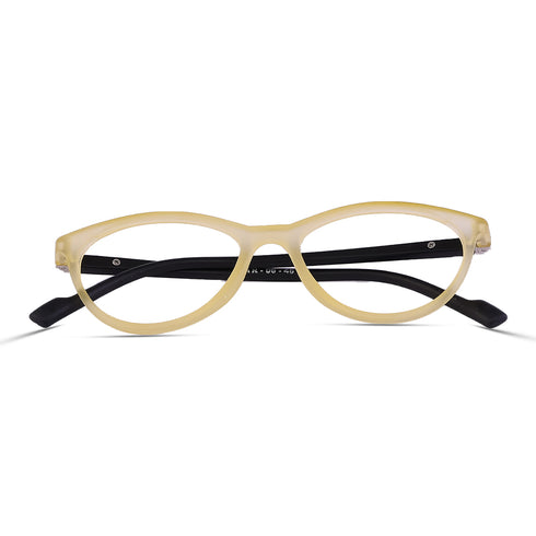 Vogily Eyewear - Zero Power Blue Cut Computer Glasses | Anti Glare, Lightweight & Blocks Harmful Rays | UV Protection Specs | Men & Women | Medium | Oval, Yellow & Black - TR 0646