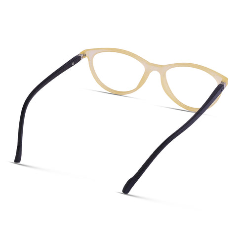 Vogily Eyewear - Zero Power Blue Cut Computer Glasses | Anti Glare, Lightweight & Blocks Harmful Rays | UV Protection Specs | Men & Women | Medium | Oval, Yellow & Black - TR 0646