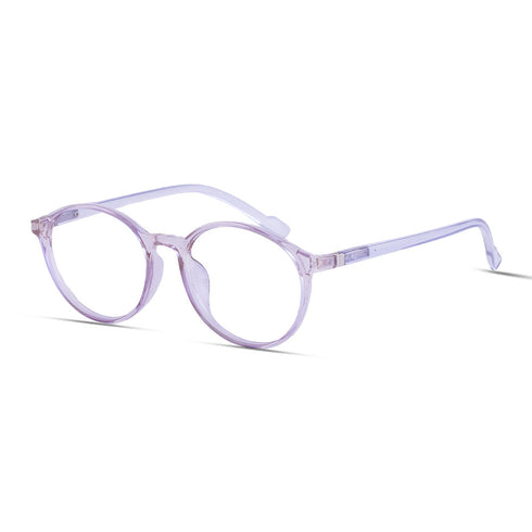 Vogily Eyewear - Zero Power Blue Cut Computer Glasses | Anti Glare, Lightweight & Blocks Harmful Rays | UV Protection Specs | Men & Women | Medium | Round, Wisteria Purple - TR 0146