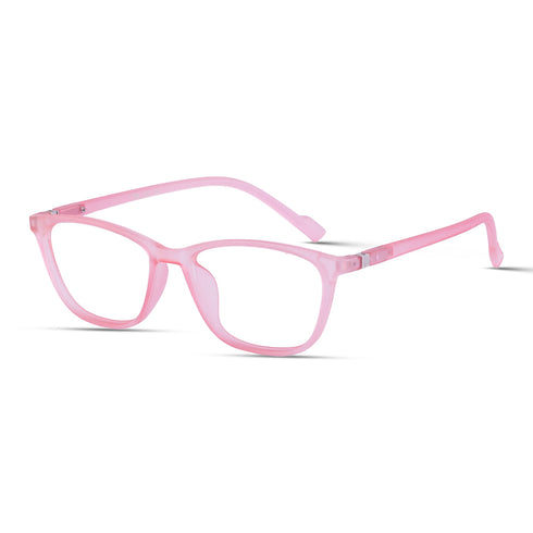 Vogily Eyewear - Zero Power Blue Cut Computer Glasses | Anti Glare, Lightweight & Blocks Harmful Rays | UV Protection Specs | Men & Women | Medium | Pink - TR 0446