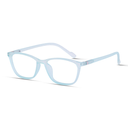 Vogily Eyewear - Zero Power Blue Cut Computer Glasses | Anti Glare, Lightweight & Blocks Harmful Rays | UV Protection Specs | Men & Women | Medium | Bluish Cyan - TR 0446