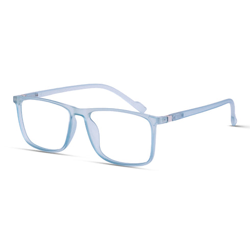 Vogily Eyewear - Zero Power Blue Cut Computer Glasses | Anti Glare, Lightweight & Blocks Harmful Rays | UV Protection Specs | Men & Women | Medium | Rectangular, Light Blue - TR 1650