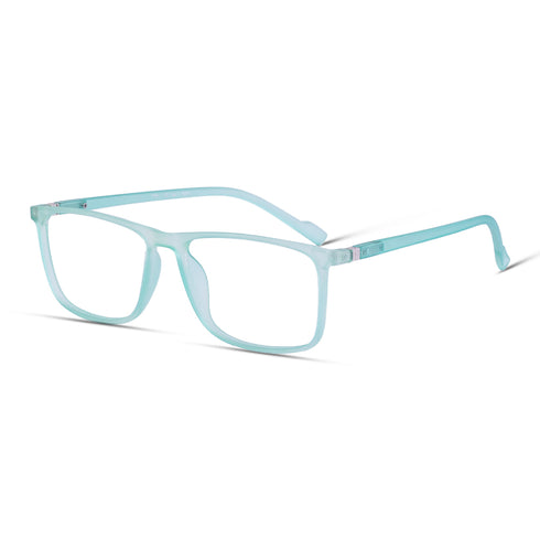 Vogily Eyewear - Zero Power Blue Cut Computer Glasses | Anti Glare, Lightweight & Blocks Harmful Rays | UV Protection Specs | Men & Women | Medium | Rectangular, Cyan - TR 1650