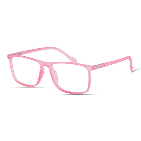 Vogily Eyewear - Zero Power Blue Cut Computer Glasses | Anti Glare, Lightweight & Blocks Harmful Rays | UV Protection Specs | Men & Women | Medium | Rectangular, Pink - TR 1650
