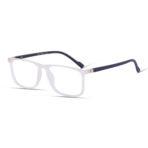 Vogily Eyewear - Zero Power Blue Cut Computer Glasses | Anti Glare, Lightweight & Blocks Harmful Rays | UV Protection Specs | Men & Women | Medium | Rectangular, White & Black - TR 1650