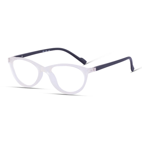 Vogily Eyewear - Zero Power Blue Cut Computer Glasses | Anti Glare, Lightweight & Blocks Harmful Rays | UV Protection Specs | Men & Women | Medium | Oval, White & Black - TR 0646