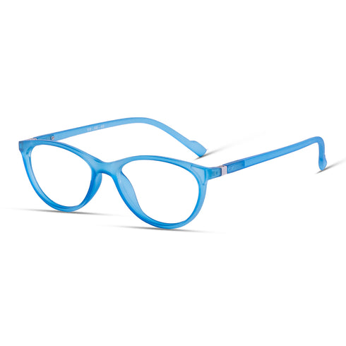 Vogily Eyewear - Zero Power Blue Cut Computer Glasses | Anti Glare, Lightweight & Blocks Harmful Rays | UV Protection Specs | Men & Women | Medium | Oval, Blue - TR 0646
