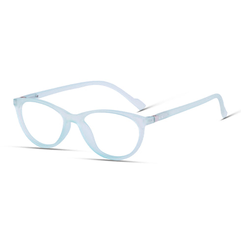 Vogily Eyewear - Zero Power Blue Cut Computer Glasses | Anti Glare, Lightweight & Blocks Harmful Rays | UV Protection Specs | Men & Women | Medium | Oval, Bluish Cyan - TR 0646