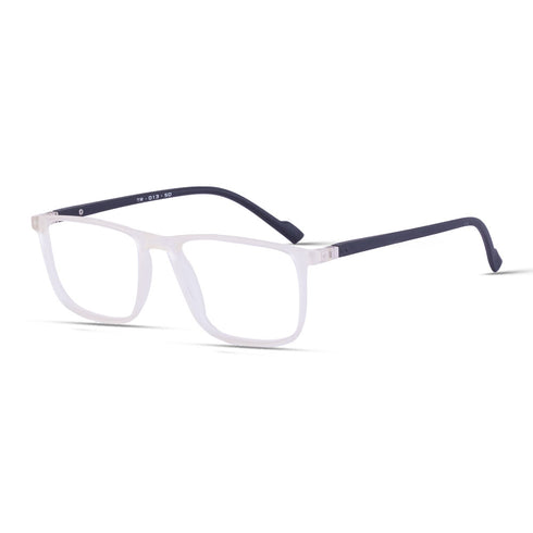 Vogily Eyewear - Zero Power Blue Cut Computer Glasses | Anti Glare, Lightweight & Blocks Harmful Rays | UV Protection Specs | Men & Women | Medium | Rectangular, White & Black - TR 1350