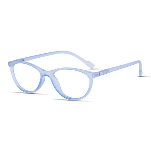 Vogily Eyewear - Zero Power Blue Cut Computer Glasses | Anti Glare, Lightweight & Blocks Harmful Rays | UV Protection Specs | Men & Women | Medium | Moonstone Blue - TR 0446
