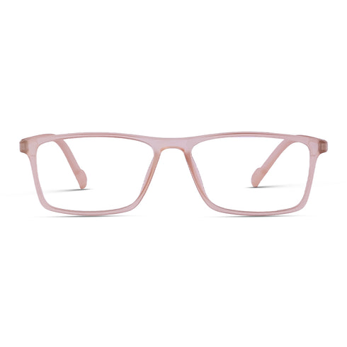 Vogily Eyewear - Zero Power Blue Cut Computer Glasses | Anti Glare, Lightweight & Blocks Harmful Rays | UV Protection Specs | Men & Women | Medium | Rectangular, Rosy Brown - TR 1048
