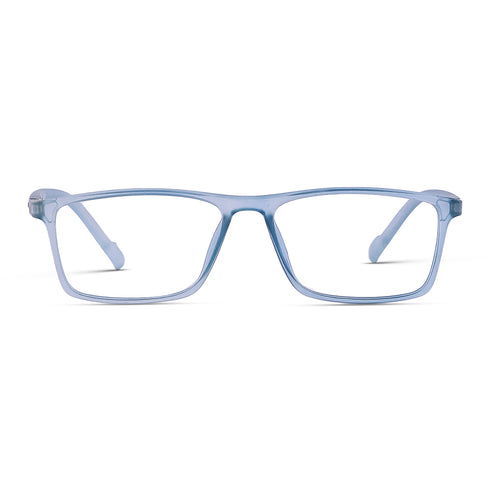 Vogily Eyewear - Zero Power Blue Cut Computer Glasses | Anti Glare, Lightweight & Blocks Harmful Rays | UV Protection Specs | Men & Women | Medium | Rectangular, Cloudy Blue - TR 1048