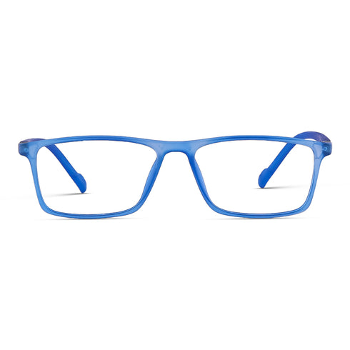Vogily Eyewear - Zero Power Blue Cut Computer Glasses | Anti Glare, Lightweight & Blocks Harmful Rays | UV Protection Specs | Men & Women | Medium | Rectangular, Blue - TR 1048