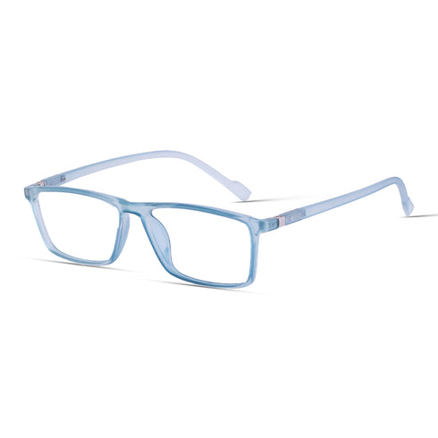 Vogily Eyewear - Zero Power Blue Cut Computer Glasses | Anti Glare, Lightweight & Blocks Harmful Rays | UV Protection Specs | Men & Women | Medium | Rectangular, Cloudy Blue - TR 1048