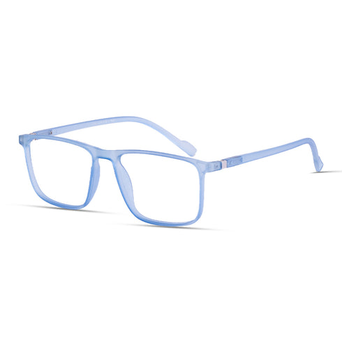 Vogily Eyewear - Zero Power Blue Cut Computer Glasses | Anti Glare, Lightweight & Blocks Harmful Rays | UV Protection Specs | Men & Women | Medium | Rectangular, Light Blue - TR 1350